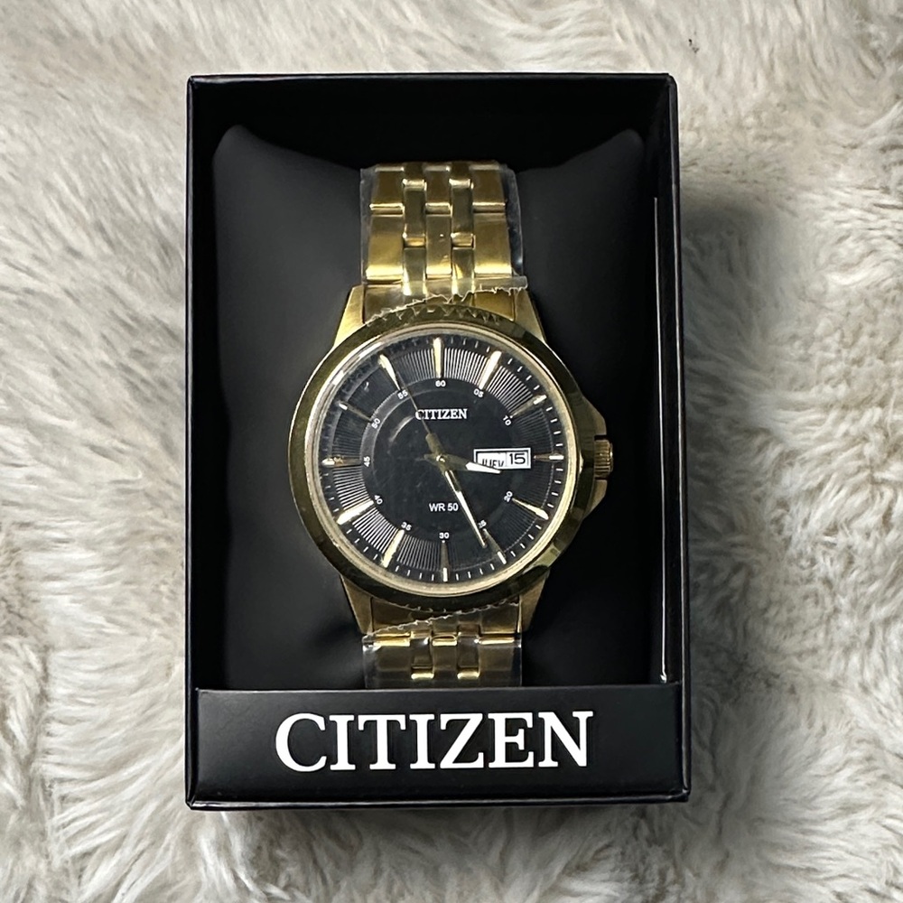 Citizen Gold-Tone Bracelet Watch with Black Dial